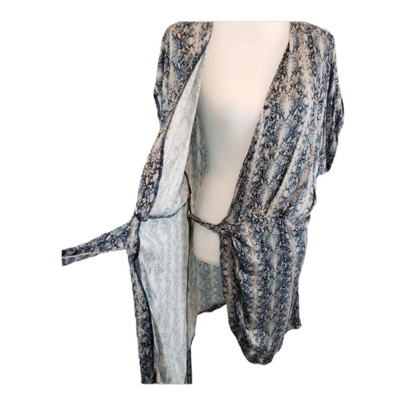 BTFL-Life Blue Snake Print Wrap Dress / Kimono Tie Waist – Size L - Picture 10 of 15